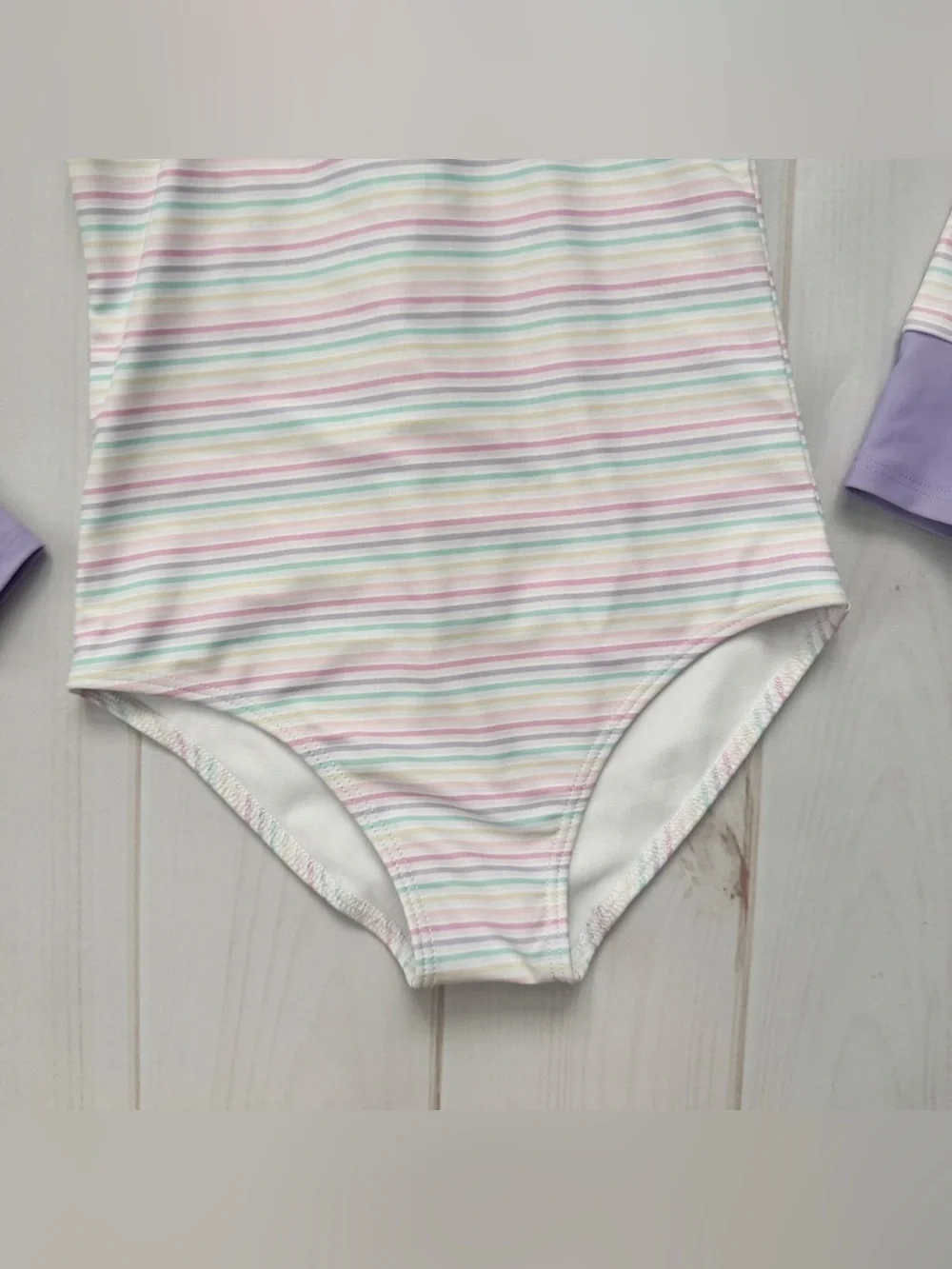 Saint Ida Pastel Rainbow Stripe Long Sleeve Swim